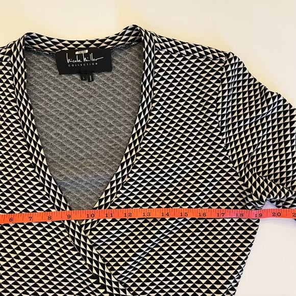 Nicole Miller Collection Claudette Knit Wrap Dress L Sweater Geometric Office - Picture 9 of 11